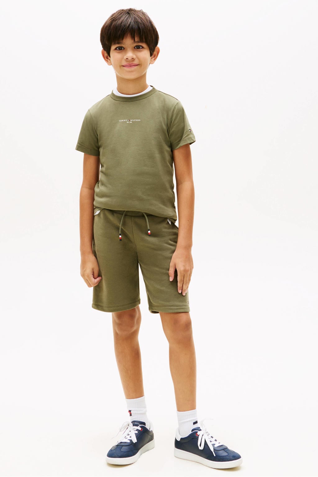 Tommy Hilfiger T-shirt + korte broek army groen
