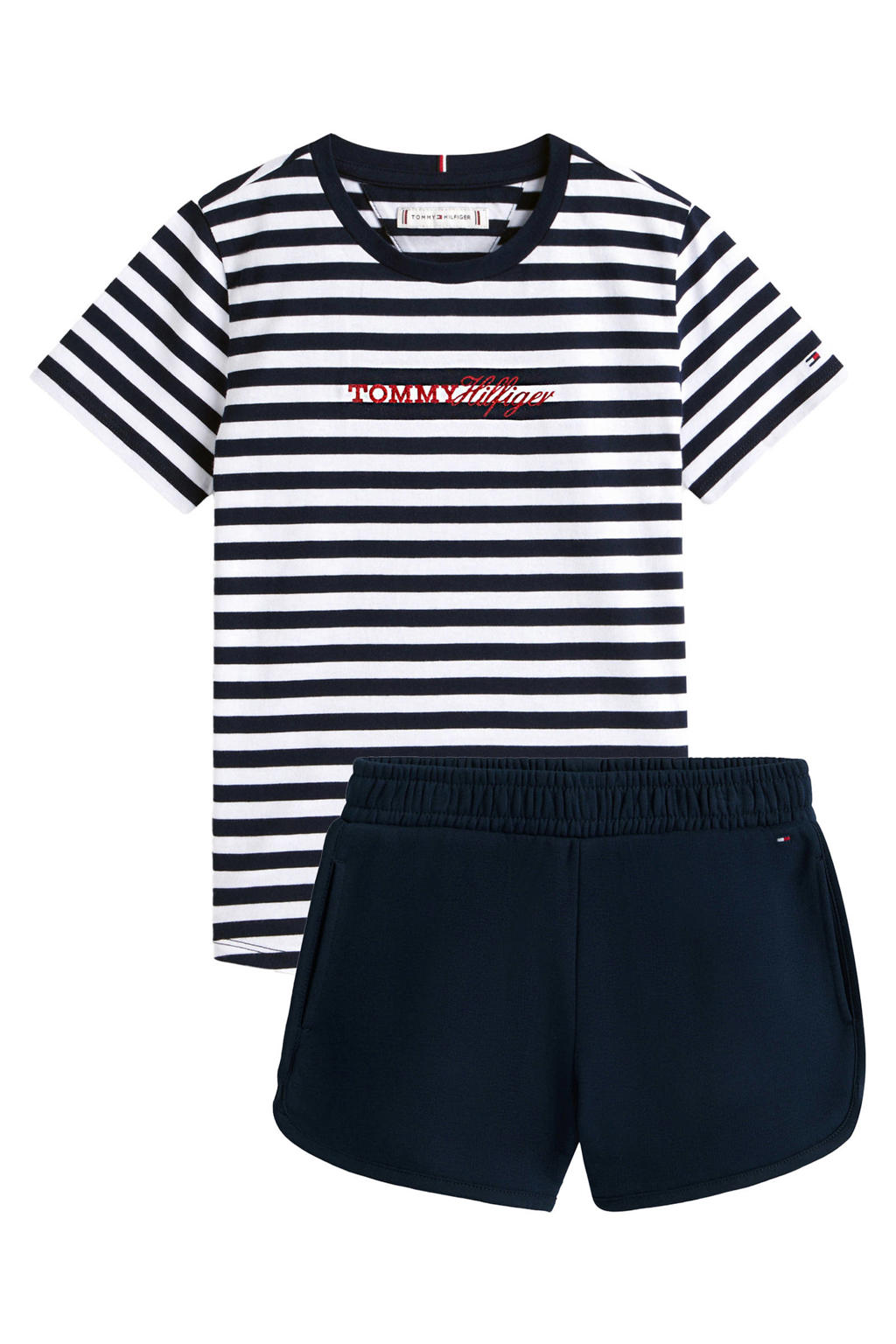 Tommy Hilfiger T-shirt + sweatshort donkerblauw/wit