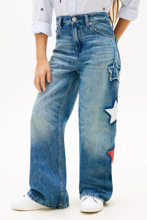 MABEL STAR high waist wide leg jeans medium blue denim