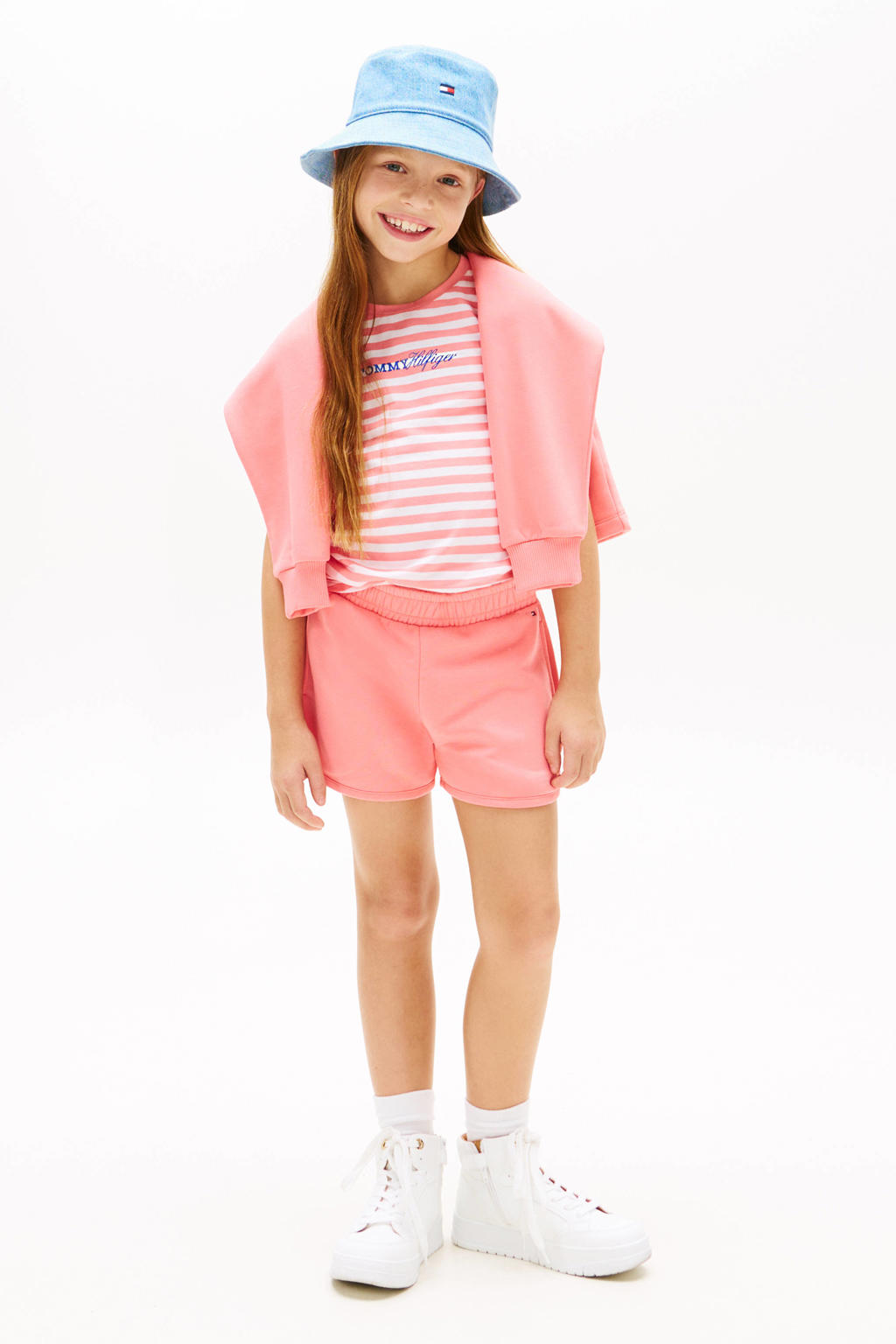 Tommy Hilfiger T-shirt + sweatshort roze/wit