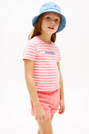T-shirt + sweatshort roze/wit