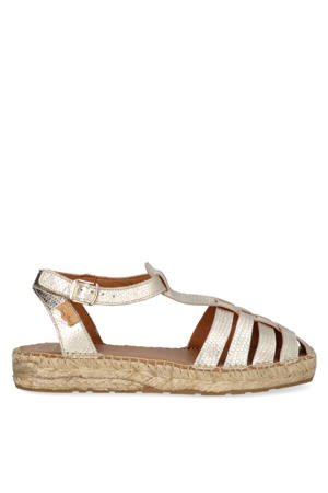 Evian leren espadrilles met dierenprint goud
