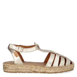 Evian leren espadrilles met dierenprint goud