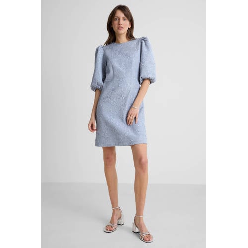 Anytime jacquard mini jurk lichtblauw afbeelding