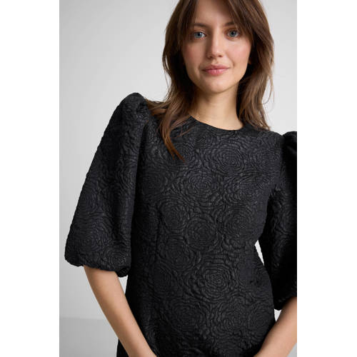 Anytime jacquard mini jurk donkerblauw afbeelding