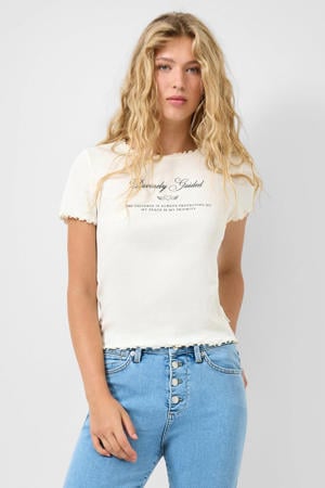 T-shirt ecru rib gebreid