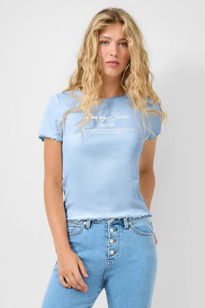 T-shirt lichtblauw rib gebreid