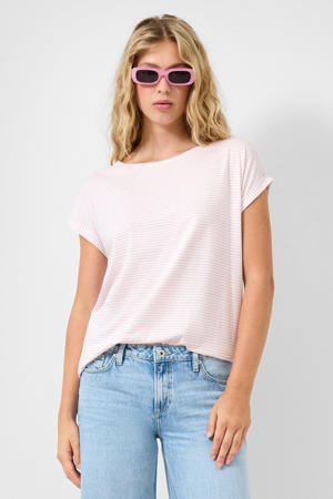gestreepte T-shirt lichtroze