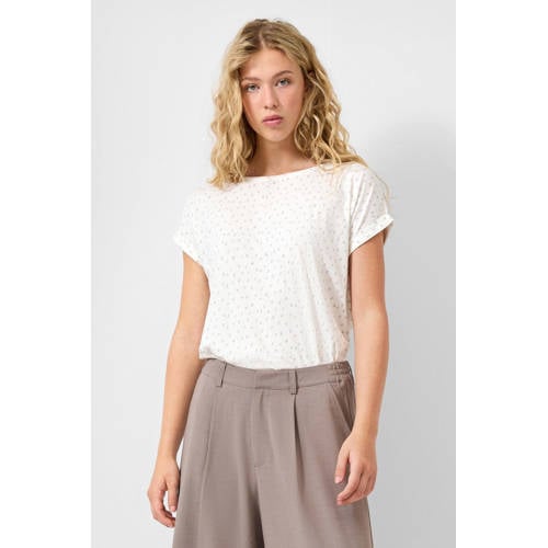 QS gebloemde T-shirt ecru afbeelding