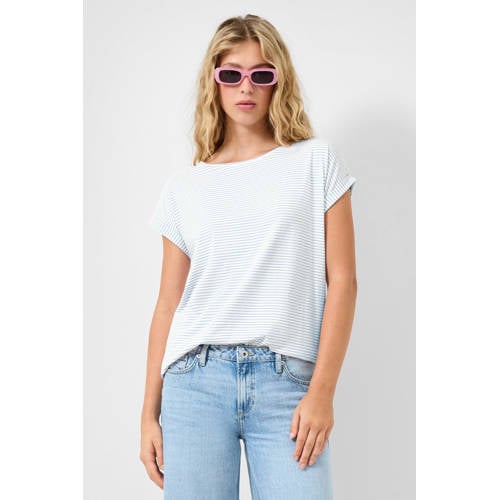 QS gestreepte T-shirt lichtblauw afbeelding