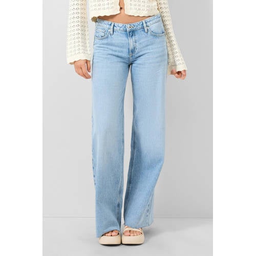 QS wide leg jeans light blue denim afbeelding