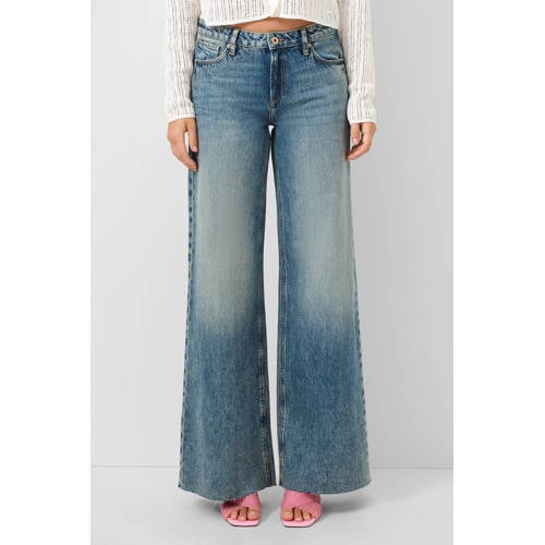 QS wide leg jeans medium blue denim afbeelding