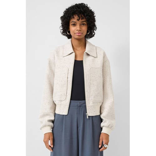 QS wollen baseball jacket ecru afbeelding
