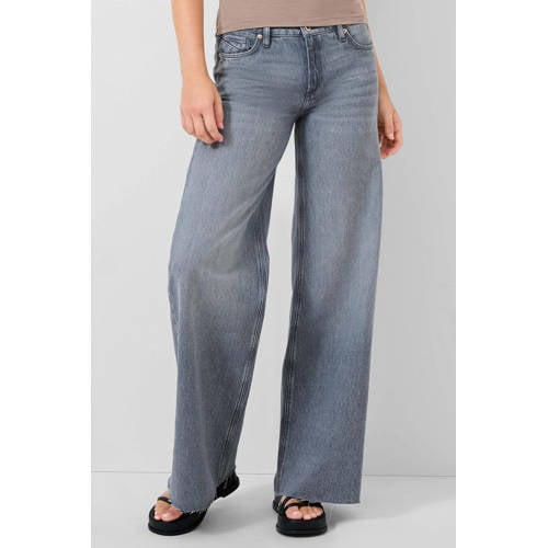 QS wide leg jeans grey denim afbeelding