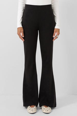 regular waist flared broek zwart
