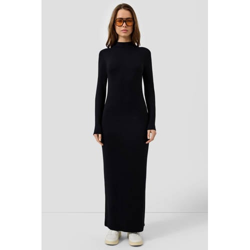 QS maxi jurk rib gebreid zwart afbeelding