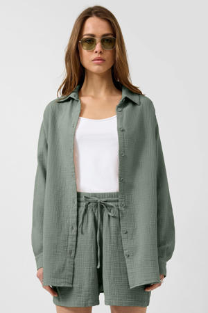 blouse donkergroen met textuur