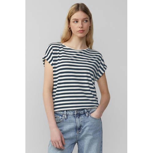 QS gestreepte top donkerblauw afbeelding