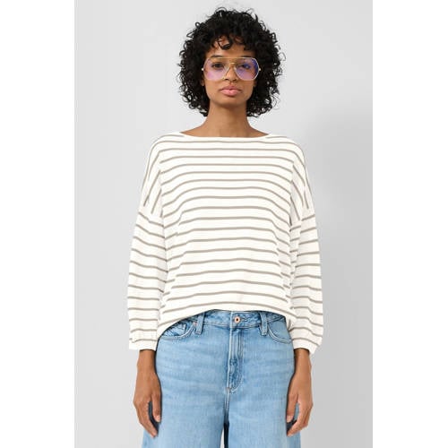 QS gestreepte pullover ecru afbeelding