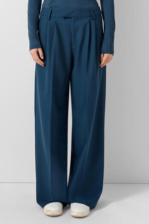 straight high waist pantalon donkerblauw