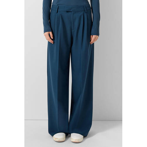 QS straight high waist pantalon donkerblauw afbeelding