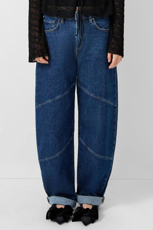 high waist barrel jeans donkerblauw