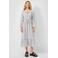 QS luchtige midi jurk met ballonmouwen en bloemenprint ecru