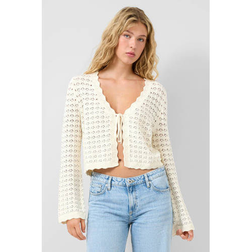QS gebreid vest ecru broderie afbeelding