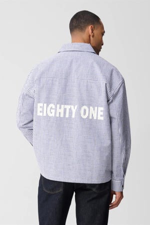 boxy casual overhemd met backprint blauw