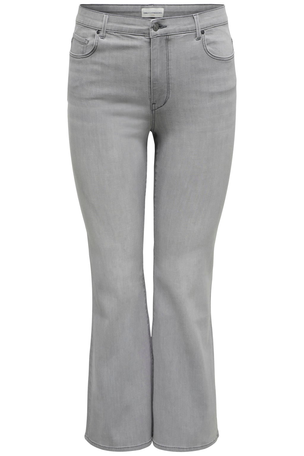 Grey denim dames ONLY CARMAKOMA Carlush Mw Retro Flared Mgd Dnm flared jeans Plus Size met regular waist, rits- en knoopsluiting en effen
