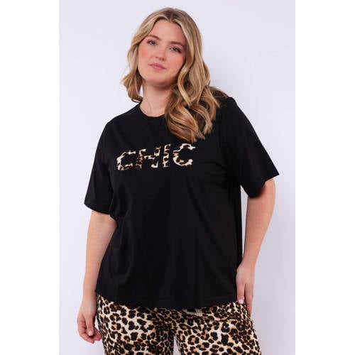 Exxcellent T-shirt met panterprint zwart afbeelding
