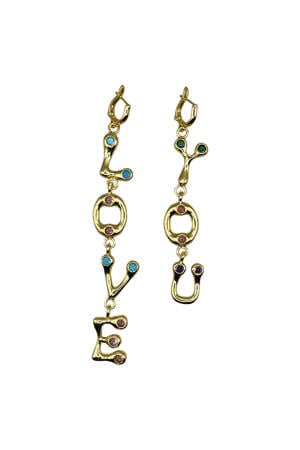 gold plated oorbellen Love You