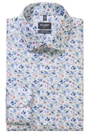comfort gebloemde casual overhemd wit