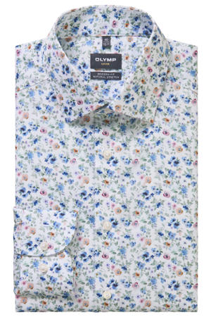 comfort gebloemde casual overhemd wit