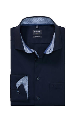 Comfort zakelijk overhemd donkerblauw