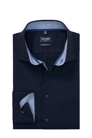 Comfort zakelijk overhemd donkerblauw