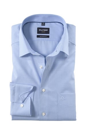 Comfort geruit casual overhemd lichtblauw