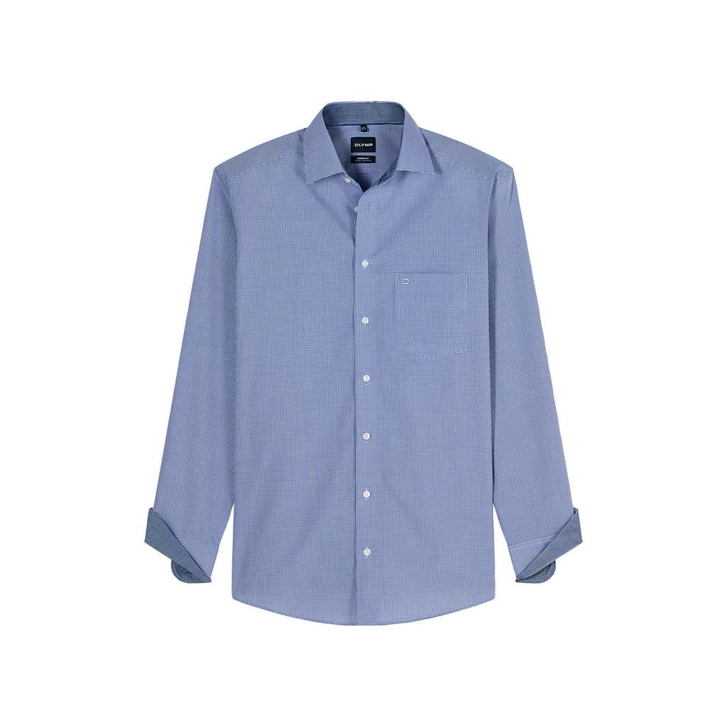 Olymp Comfort geruit casual overhemd donkerblauw