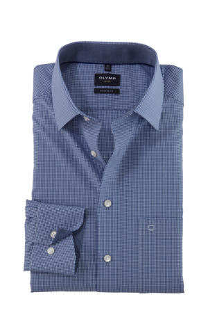 Comfort geruit casual overhemd donkerblauw