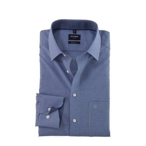 Olymp Comfort geruit casual overhemd donkerblauw afbeelding
