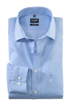 Comfort gestreepte casual overhemd lichtblauw