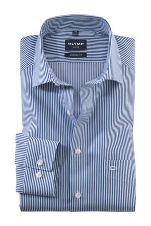 Comfort gestreepte casual overhemd donkerblauw