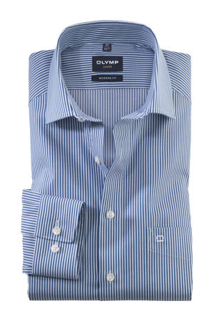 Comfort gestreepte casual overhemd donkerblauw