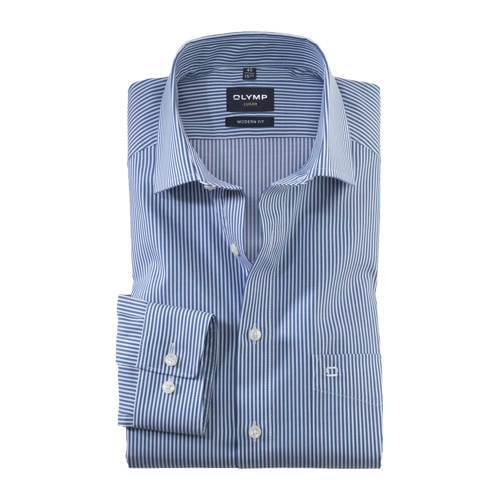 Olymp Comfort gestreepte casual overhemd donkerblauw afbeelding