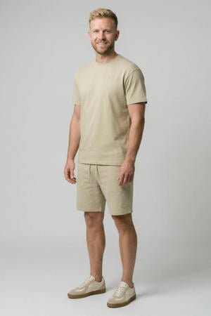 regular T-shirt met short beige - (set van 2)