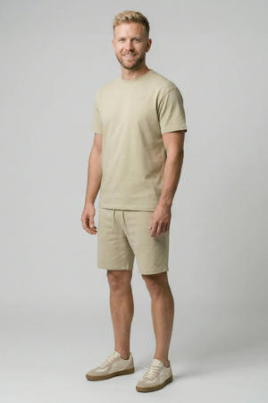 regular T-shirt met short beige - (set van 2)