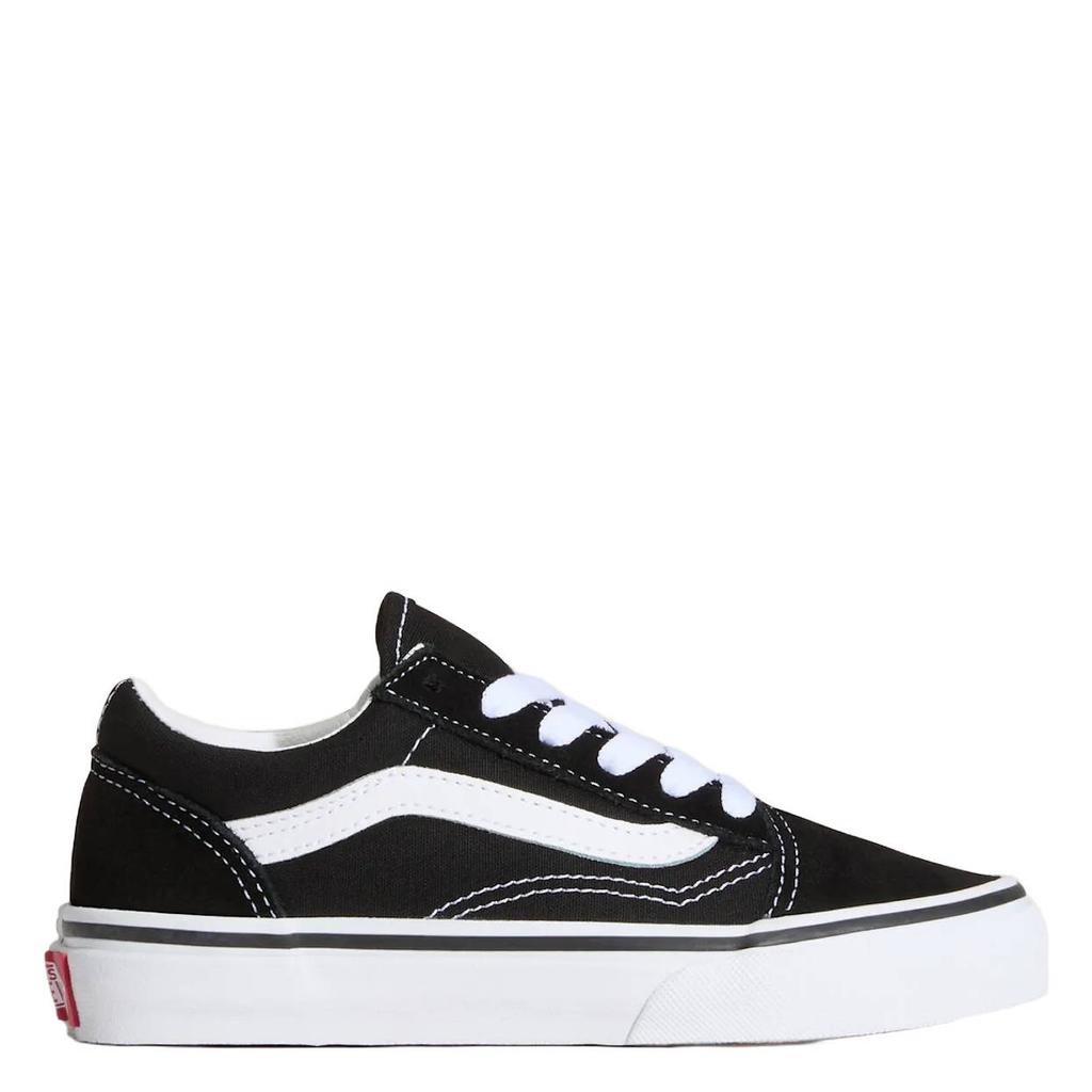 Zwart en witte jongens en meisjes Vans Old Skool sneakers van leer met veters