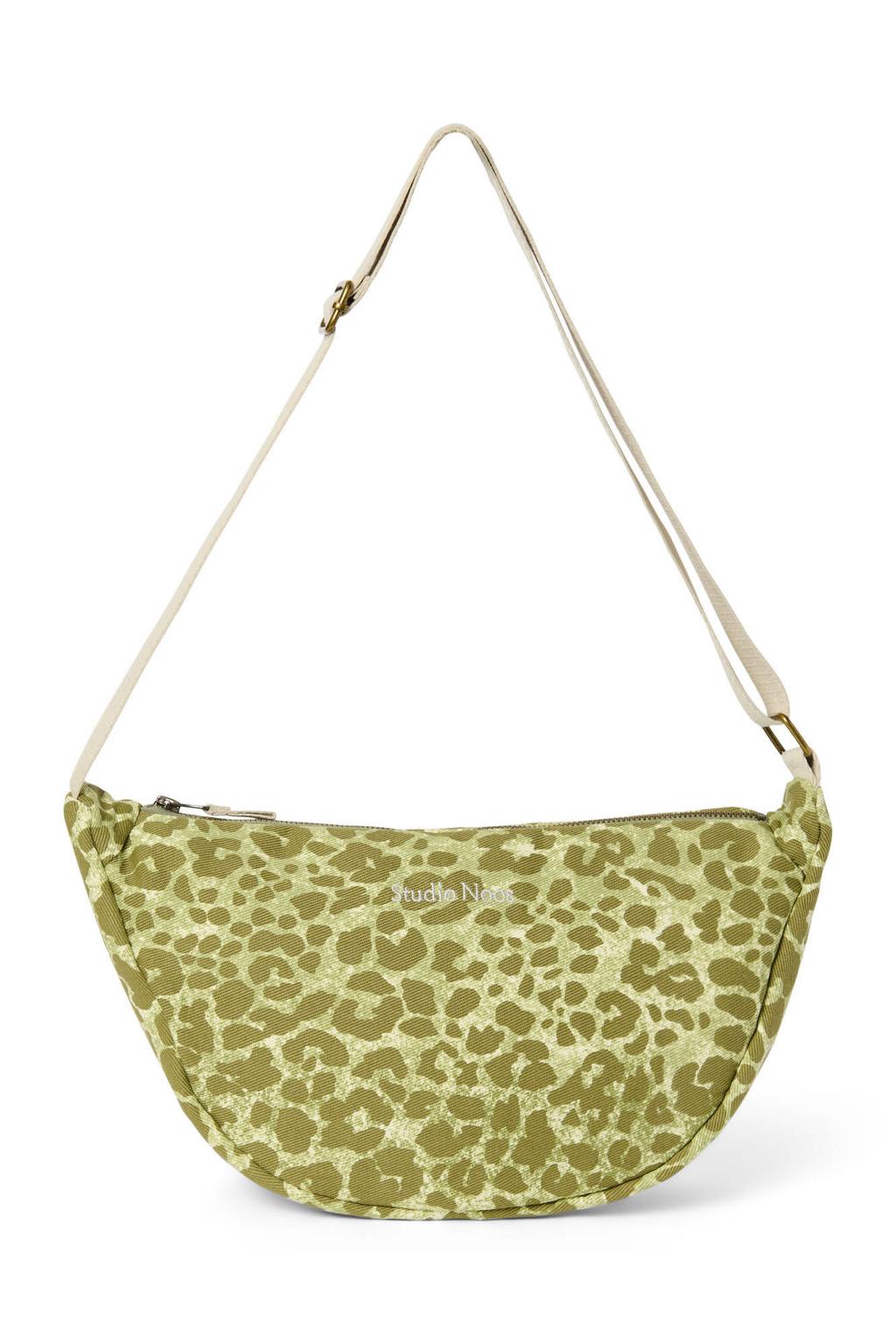Studio Noos crossbody tas Leopard Cotton groen