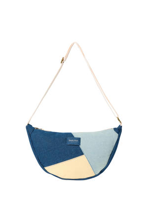 denim crossbody tas Patchwork blauw