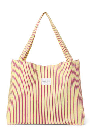 gestreepte luiertas Poplin Mom Bag geel